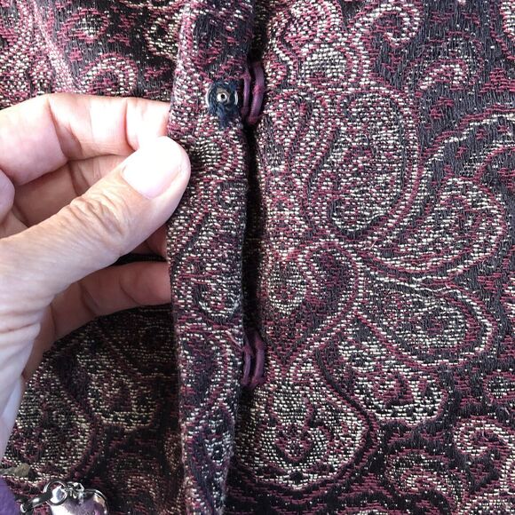 paisley Crop Jacket 3/4 Sleeve Snap Button Pockets Size Small? - Picture 8 of 10